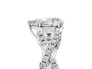White gold Pear Solitaire Twist Band with Pavé Setting and Four-Prong Setting_101