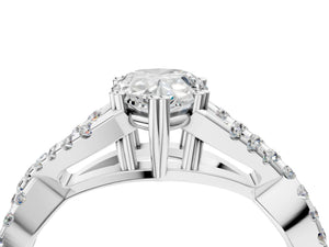White gold Pear Solitaire Twist Band with Pavé Setting and Four-Prong Setting_22