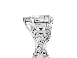 White gold Pear Solitaire Twist Band with Pavé Setting and Four-Prong Setting_29