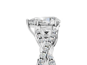 White gold Pear Solitaire Twist Band with Pavé Setting and Four-Prong Setting_35