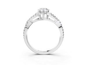 White gold Pear Solitaire Twist Band with Pavé Setting and Four-Prong Setting_39