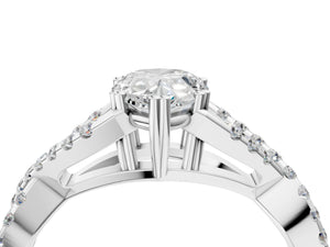 White gold Pear Solitaire Twist Band with Pavé Setting and Four-Prong Setting_40