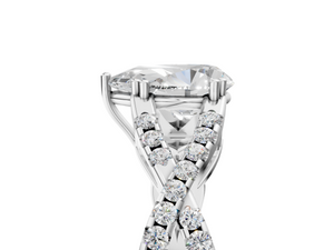 White gold Pear Solitaire Twist Band with Pavé Setting and Four-Prong Setting_5