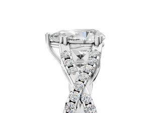 White gold Pear Solitaire Twist Band with Pavé Setting and Four-Prong Setting_71