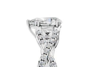 White gold Pear Solitaire Twist Band with Pavé Setting and Four-Prong Setting_77