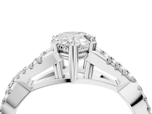 White gold Pear Solitaire Twist Band with Pavé Setting and Four-Prong Setting_82