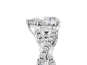 White gold Pear Solitaire Twist Band with Pavé Setting and Four-Prong Setting_89