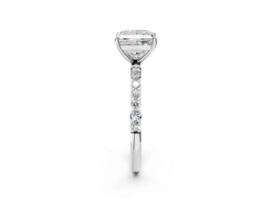 White gold Princess Cut Diamond Pavé Band Solitaire Ring with Four-Prong Setting_14
