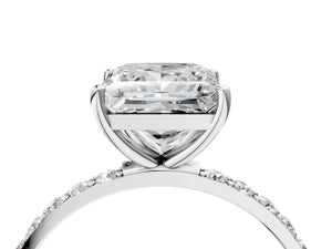 White gold Princess Cut Diamond Pavé Band Solitaire Ring with Four-Prong Setting_16
