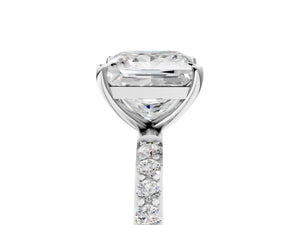 White gold Princess Cut Diamond Pavé Band Solitaire Ring with Four-Prong Setting_17