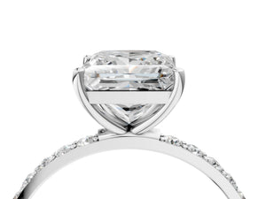 White gold Princess Cut Diamond Pavé Band Solitaire Ring with Four-Prong Setting_22
