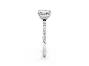 White gold Princess Cut Diamond Pavé Band Solitaire Ring with Four-Prong Setting_26