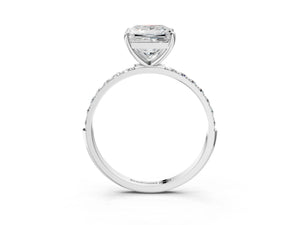 White gold Princess Cut Diamond Pavé Band Solitaire Ring with Four-Prong Setting_27