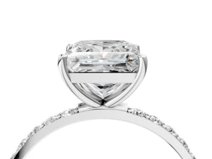 White gold Princess Cut Diamond Pavé Band Solitaire Ring with Four-Prong Setting_28