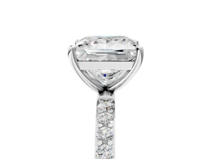 White gold Princess Cut Diamond Pavé Band Solitaire Ring with Four-Prong Setting_29