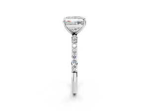 White gold Princess Cut Diamond Pavé Band Solitaire Ring with Four-Prong Setting_32
