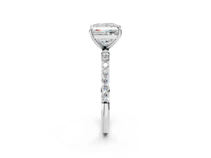 White gold Princess Cut Diamond Pavé Band Solitaire Ring with Four-Prong Setting_38