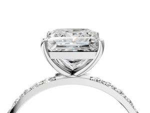 White gold Princess Cut Diamond Pavé Band Solitaire Ring with Four-Prong Setting_40
