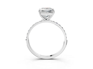 White gold Princess Cut Diamond Pavé Band Solitaire Ring with Four-Prong Setting_51