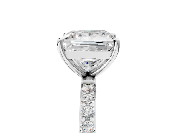White gold Princess Cut Diamond Pavé Band Solitaire Ring with Four-Prong Setting_53