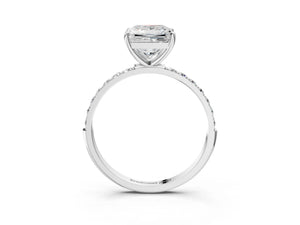 White gold Princess Cut Diamond Pavé Band Solitaire Ring with Four-Prong Setting_57