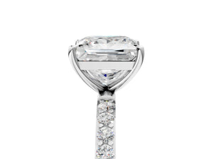 White gold Princess Cut Diamond Pavé Band Solitaire Ring with Four-Prong Setting_59