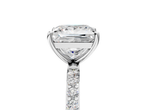 White gold Princess Cut Diamond Pavé Band Solitaire Ring with Four-Prong Setting_5