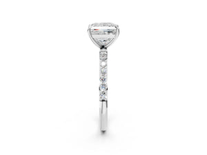 White gold Princess Cut Diamond Pavé Band Solitaire Ring with Four-Prong Setting_62