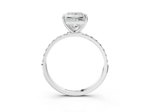 White gold Princess Cut Diamond Pavé Band Solitaire Ring with Four-Prong Setting_63