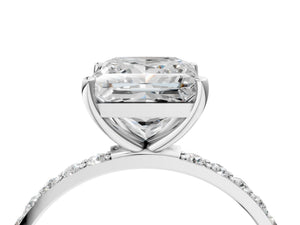 White gold Princess Cut Diamond Pavé Band Solitaire Ring with Four-Prong Setting_64