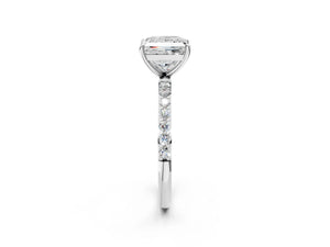 White gold Princess Cut Diamond Pavé Band Solitaire Ring with Four-Prong Setting_68