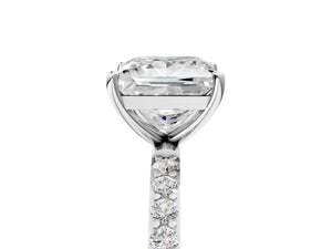 White gold Princess Cut Diamond Pavé Band Solitaire Ring with Four-Prong Setting_71