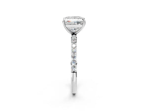 White gold Princess Cut Diamond Pavé Band Solitaire Ring with Four-Prong Setting_74