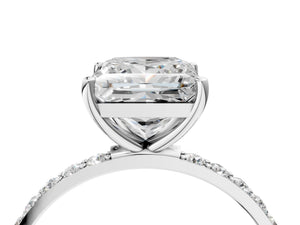 White gold Princess Cut Diamond Pavé Band Solitaire Ring with Four-Prong Setting_76