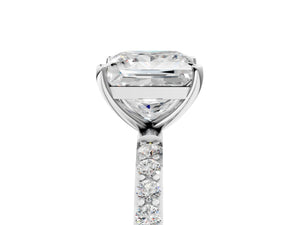 White gold Princess Cut Diamond Pavé Band Solitaire Ring with Four-Prong Setting_77