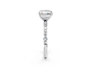 White gold Princess Cut Diamond Pavé Band Solitaire Ring with Four-Prong Setting_80