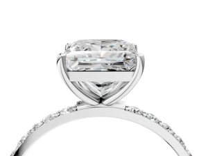 White gold Princess Cut Diamond Pavé Band Solitaire Ring with Four-Prong Setting_82