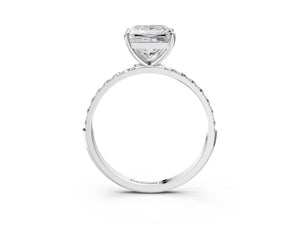 White gold Princess Cut Diamond Pavé Band Solitaire Ring with Four-Prong Setting_88