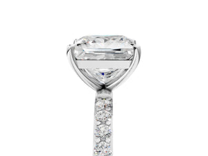 White gold Princess Cut Diamond Pavé Band Solitaire Ring with Four-Prong Setting_89