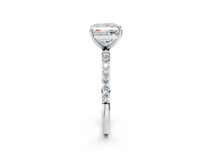 White gold Princess Cut Diamond Pavé Band Solitaire Ring with Four-Prong Setting_92