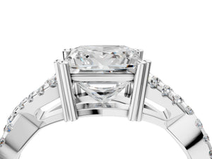 White gold Princess Solitaire Twist Band with Pavé Setting and Four-Prong Setting_16