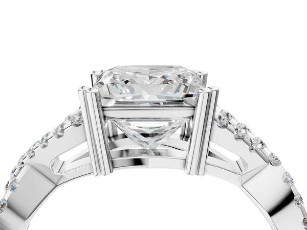 White gold Princess Solitaire Twist Band with Pavé Setting and Four-Prong Setting_46
