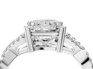 White gold Princess Solitaire Twist Band with Pavé Setting and Four-Prong Setting_58