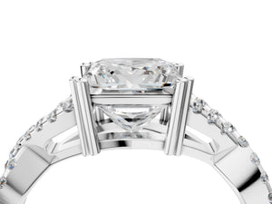 White gold Princess Solitaire Twist Band with Pavé Setting and Four-Prong Setting_76