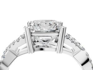 White gold Princess Solitaire Twist Band with Pavé Setting and Four-Prong Setting_88