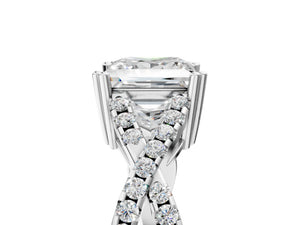 White gold Princess Solitaire Twist Band with Pavé Setting and Four-Prong Setting_89