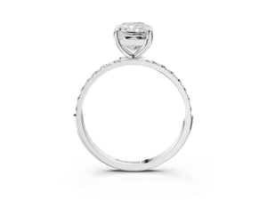 White gold Radiant Cut Diamond Pavé Band Solitaire Ring with Four-Prong Setting_123