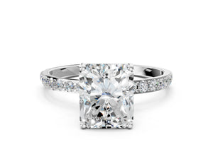 White gold Radiant Cut Diamond Pavé Band Solitaire Ring with Four-Prong Setting_12