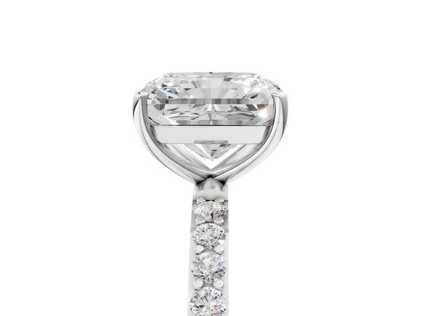 White gold Radiant Cut Diamond Pavé Band Solitaire Ring with Four-Prong Setting_17