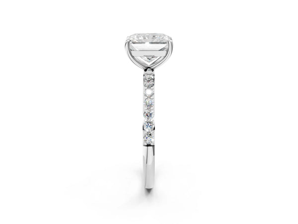White gold Radiant Cut Diamond Pavé Band Solitaire Ring with Four-Prong Setting_20